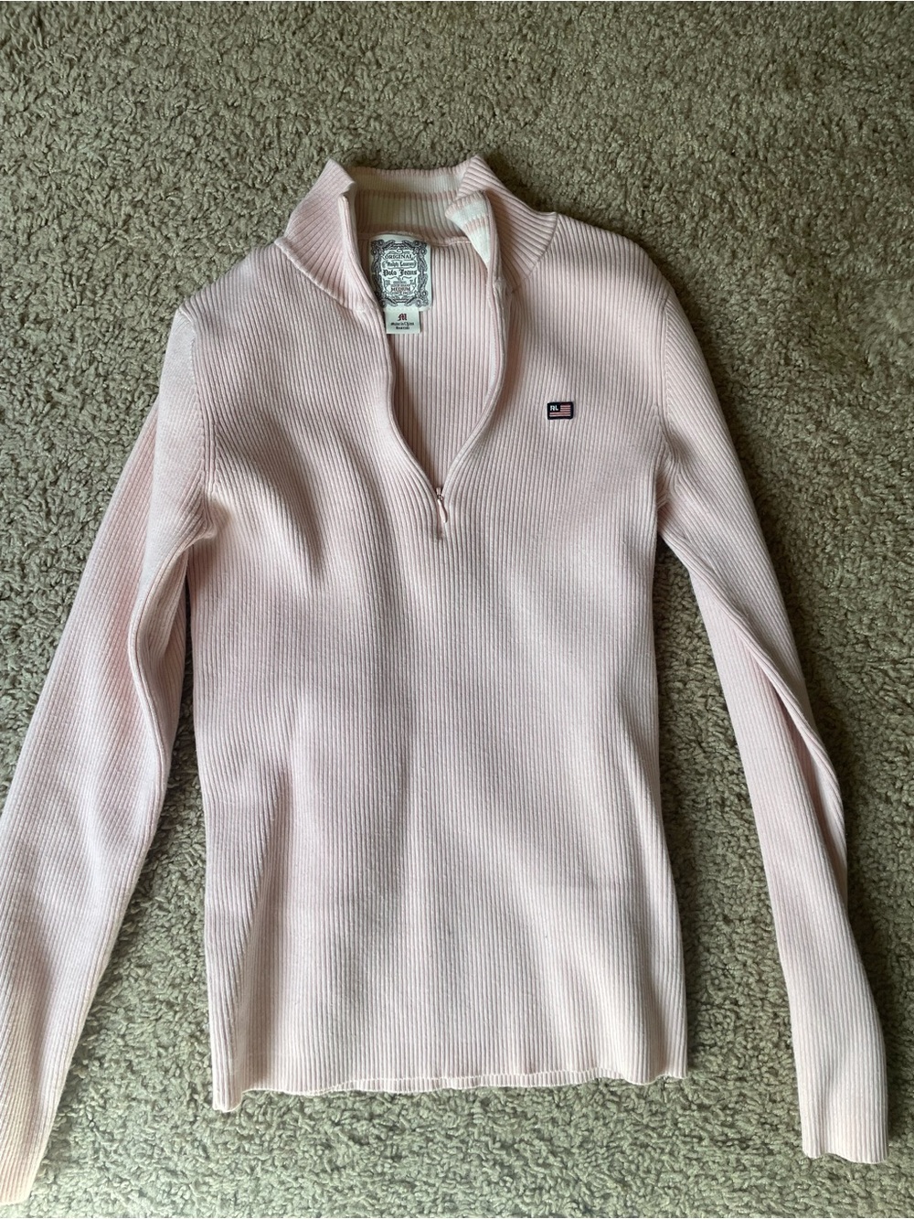 Pale Pink Ribbed Half-Zip